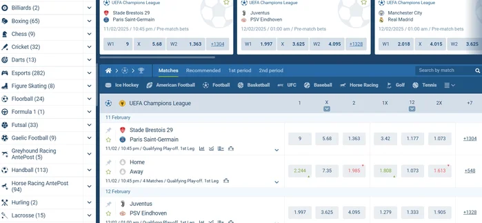 Prematch line 1 x bet bd